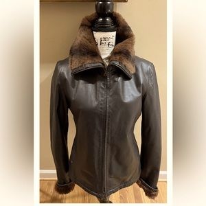 Montereggi Point Med It44/US9/DkBrnLeather/Camel Blend Faux Fur Collar Lining